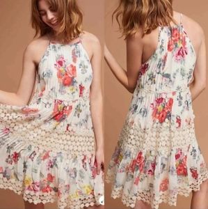 Ranna Gill for Anthropologie Kalila Floral Tiered Sleeveless Dress Size XS
